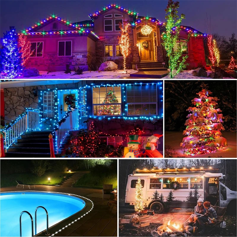Solar RGBIC Lights String Outdoor Dreamcolor Fairy String Lights Solar Powered with Remote, Multicolor Smart Fairy String Lights