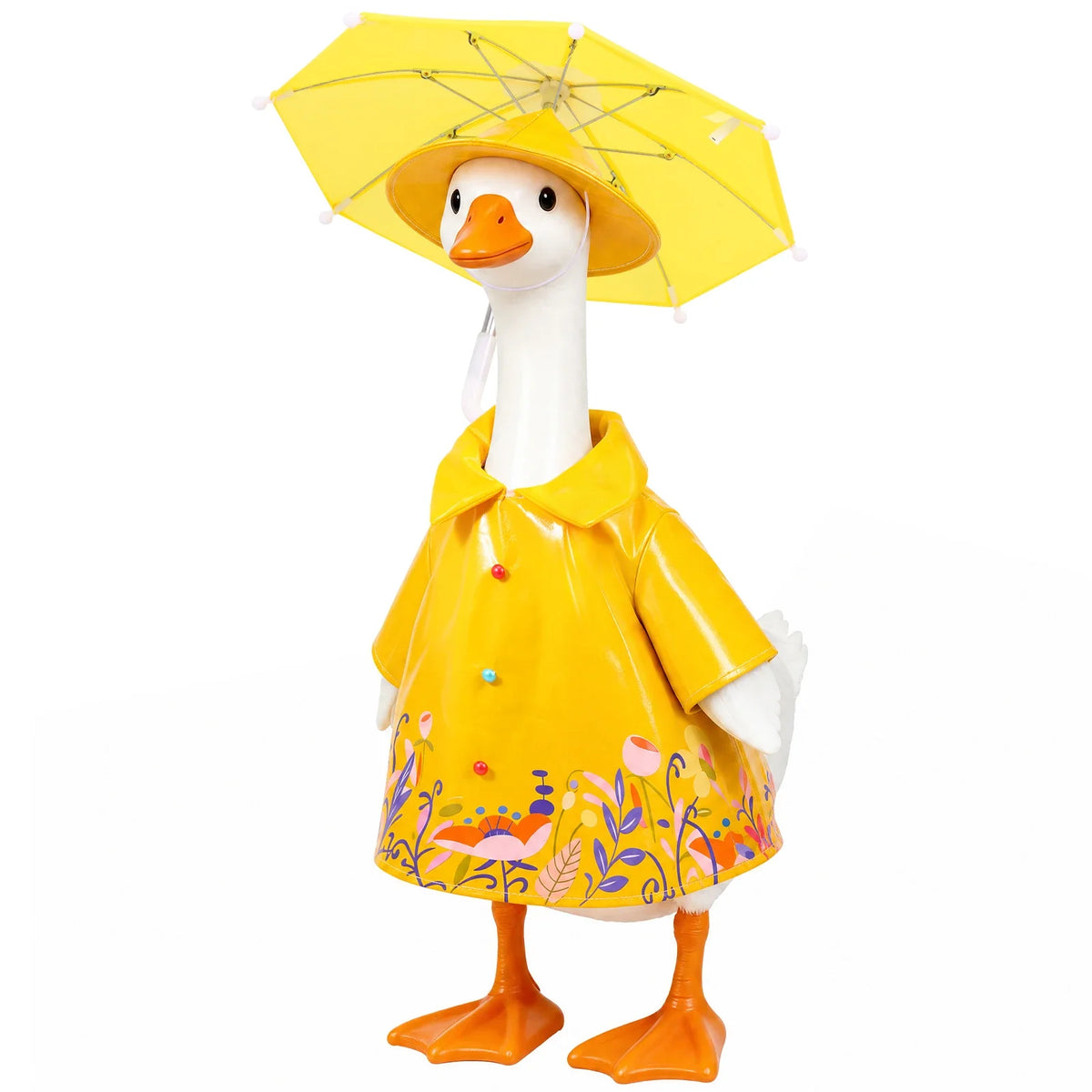 Raincoat Porch Goose Outfit Umbrella Hat Set Waterproof Summer Lawn Goose Clothes Outdoor Garden Decor Statue Dress Up
