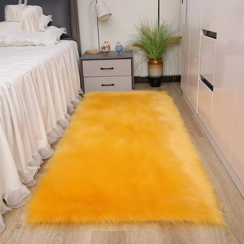 Plush Sheepskin Rugs for Bedroom Soft Carpet Room Long Hair Bedside Mat Floor Hairy White Rugs Living Room Fur Kids Carpets