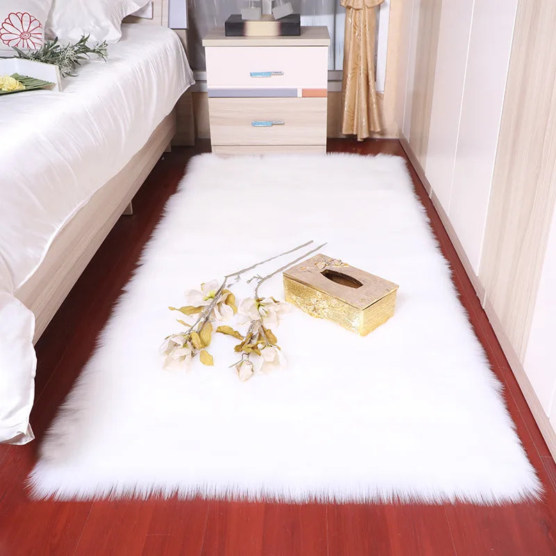 Plush Sheepskin Rugs for Bedroom Soft Carpet Room Long Hair Bedside Mat Floor Hairy White Rugs Living Room Fur Kids Carpets