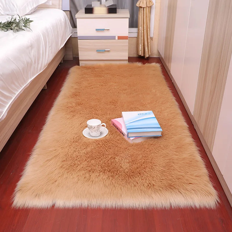 Plush Sheepskin Rugs for Bedroom Soft Carpet Room Long Hair Bedside Mat Floor Hairy White Rugs Living Room Fur Kids Carpets