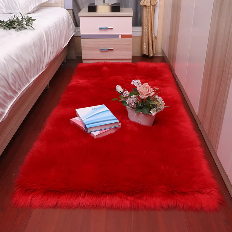 Plush Sheepskin Rugs for Bedroom Soft Carpet Room Long Hair Bedside Mat Floor Hairy White Rugs Living Room Fur Kids Carpets