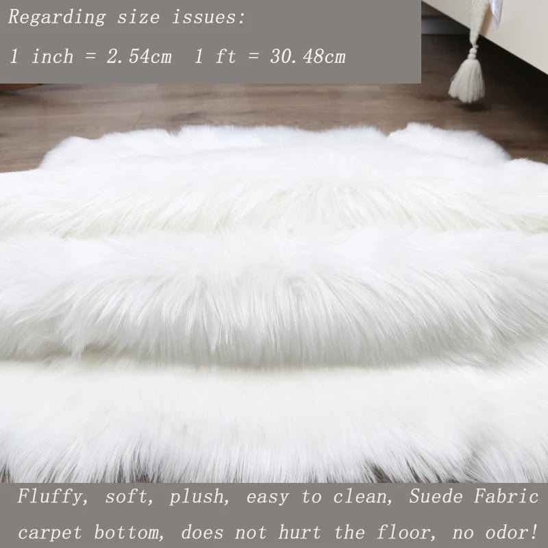Plush Sheepskin Rugs for Bedroom Soft Carpet Room Long Hair Bedside Mat Floor Hairy White Rugs Living Room Fur Kids Carpets