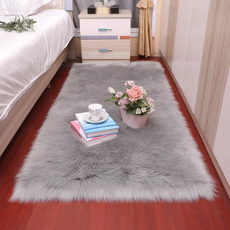 Plush Sheepskin Rugs for Bedroom Soft Carpet Room Long Hair Bedside Mat Floor Hairy White Rugs Living Room Fur Kids Carpets
