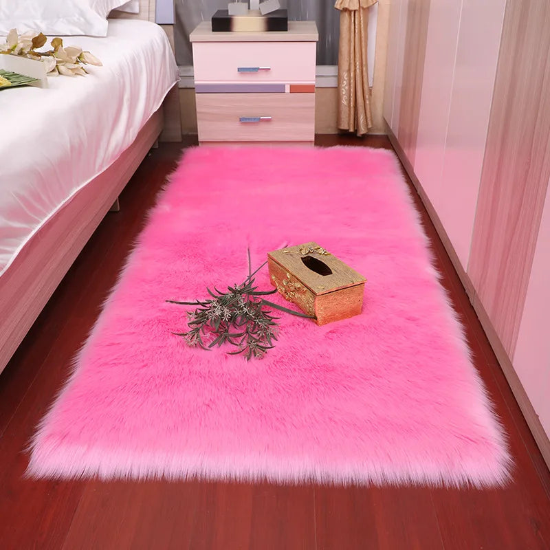 Plush Sheepskin Rugs for Bedroom Soft Carpet Room Long Hair Bedside Mat Floor Hairy White Rugs Living Room Fur Kids Carpets