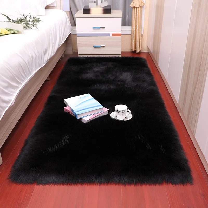 Plush Sheepskin Rugs for Bedroom Soft Carpet Room Long Hair Bedside Mat Floor Hairy White Rugs Living Room Fur Kids Carpets