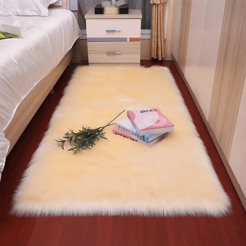 Plush Sheepskin Rugs for Bedroom Soft Carpet Room Long Hair Bedside Mat Floor Hairy White Rugs Living Room Fur Kids Carpets