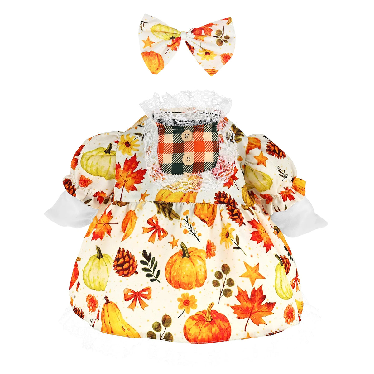 Fall Porch Goose Outfit Pumpkin Maple Leaf Print Lawn Goose Dress Costume Decorative Garden Statue Dress Up Clothes with