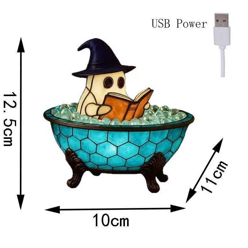 Halloween Ghost Bubble Bath Lamp，Cute Ghost Night Light，Ghost-Themed Bathtub Accent Lamp for Halloween Party or Gift