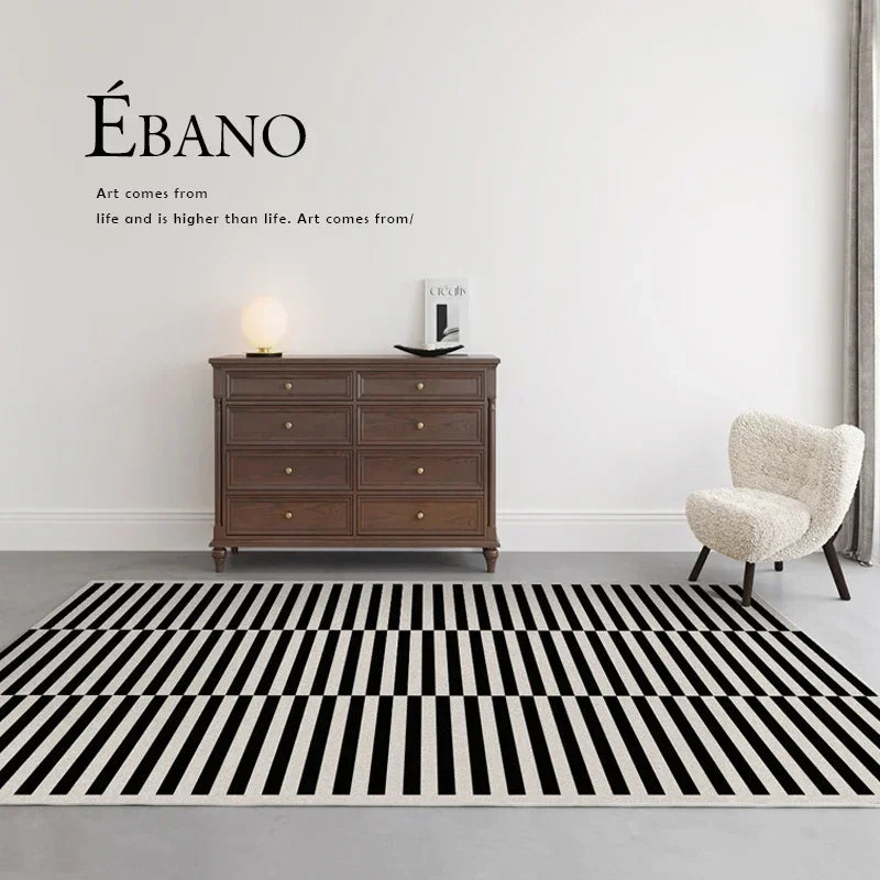 Classic Retro Black White Striped Living Room Carpet High Grade Thickened Soft Plaid Bedroom Carpets Living Room Rugs kовер 러그