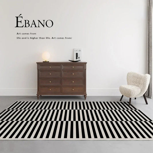 Classic Retro Black White Striped Living Room Carpet High Grade Thickened Soft Plaid Bedroom Carpets Living Room Rugs kовер 러그
