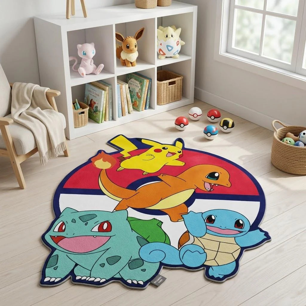 Anime Pokemon Pikachu Squirtle Irregular Area Rugs Children Birthday Gifts Home Bedroom Deco Door Kitchen Mats Living Room Rugs