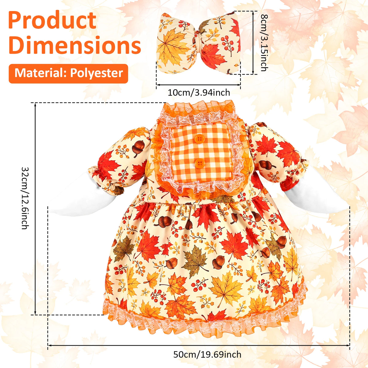 Fall Porch Goose Outfit Pumpkin Maple Leaf Print Lawn Goose Dress Costume Decorative Garden Statue Dress Up Clothes with