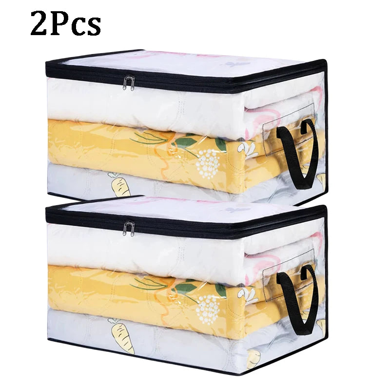 Clear Blanket Storage Bags with Zipper, Plastic Storage Bags for Closet Clothes Comforter Toys Sweaters Bedding, Bed Organizers