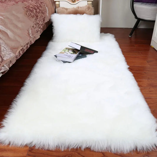 Plush Sheepskin Rugs for Bedroom Soft Carpet Room Long Hair Bedside Mat Floor Hairy White Rugs Living Room Fur Kids Carpets