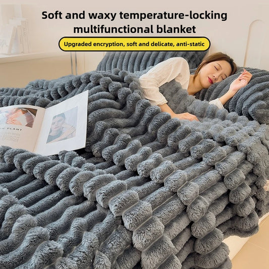 Thickened Wide Striped Flannel Multifunctional Blanket Autumn, Can Be Used As Bed Sheet Winter Blanket, Sofa Blanket,nap Blanket