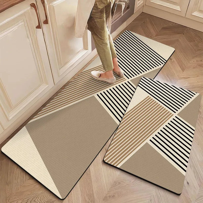 Non-slip Kitchen Mat for Floor Minimalist Striped Long Strip Runner Rugs Oil-proof Waterproof Kitchen Carpet Washable Easy Clean