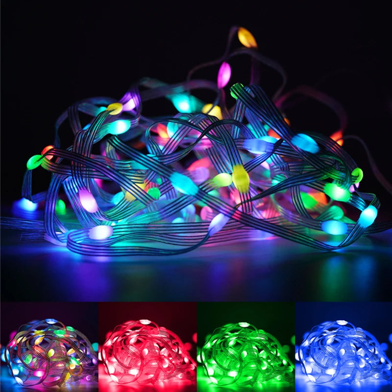 Solar RGBIC Lights String Outdoor Dreamcolor Fairy String Lights Solar Powered with Remote, Multicolor Smart Fairy String Lights