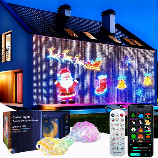 1/2PCS Smart LED Curtain Lights LED Fairy Lights App Control Music Sync DIY Pattern Waterproof for Indoor Outdoor Party Decor