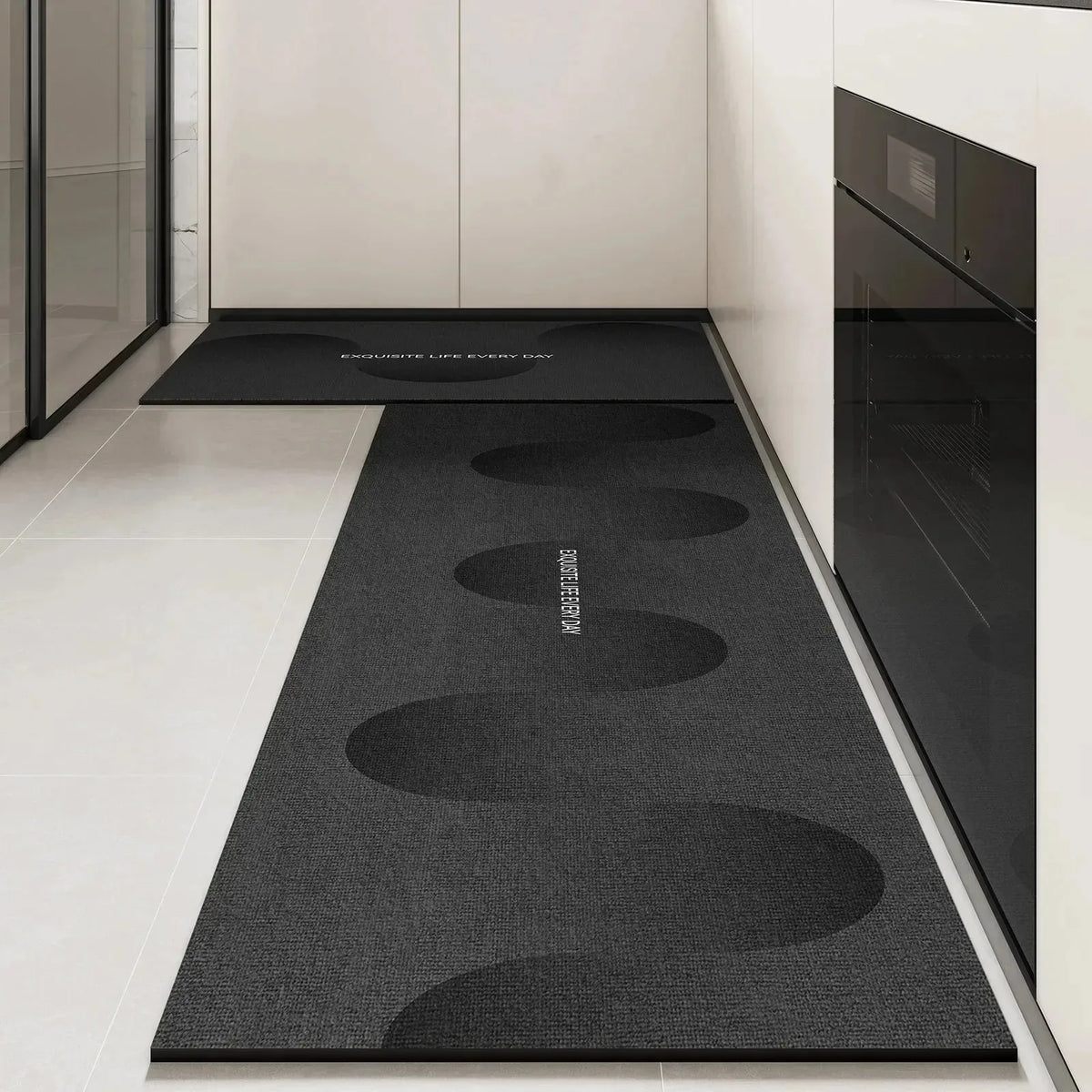 Kitchen Rug Pvc Waterproof Leather Carpet Green Flower Long Floor Mat Non-slip Oil-proof Minimalist Style Home Decoration Rugs