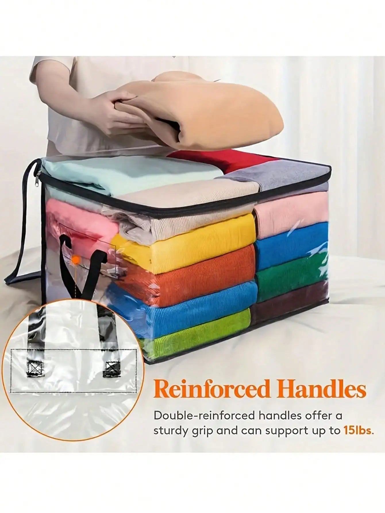 Clear Blanket Storage Bags with Zipper, Plastic Storage Bags for Closet Clothes Comforter Toys Sweaters Bedding, Bed Organizers