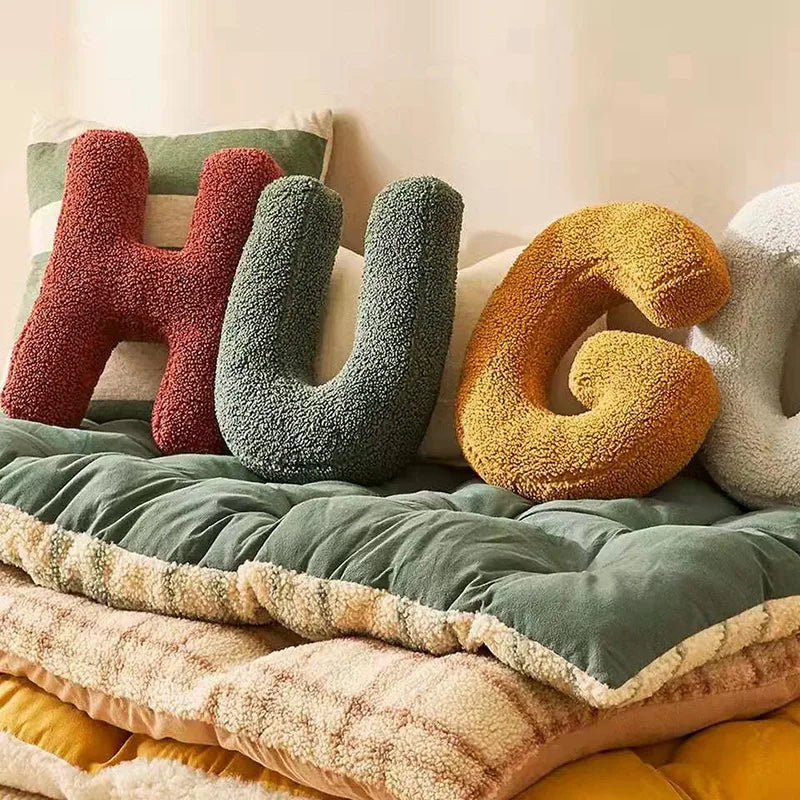 Ins 26 English Letters Plush Throw Pillow Soft Stuffed Kids Toys Dolls Sofa Cushion Room Decor Shooting Props for Children Gifts