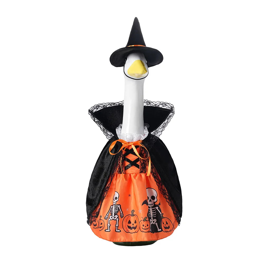 23 Inch Halloween Witch Goose Outfit for Large Porch Goose, Spooky Costume Clothes with Cape & Hat for Outdoor Yard Decor