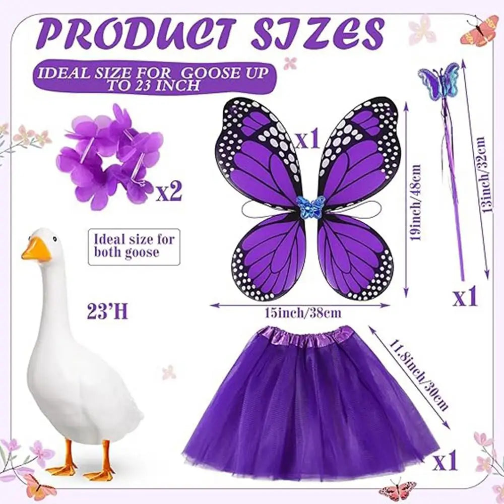 Butterfly Porch Goose Outfit Patio Figurine Clothing Porch Goose Cosplay Costume for Garden Yard Lawn Patio Courtyard Balcony