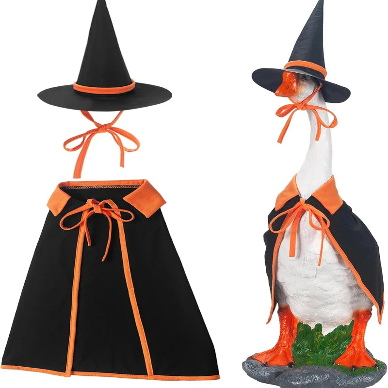 Halloween Porch Goose Costume Set Halloween Porch Outfit with Hat,Ghost Costume and Pumpkin Basket Christmas Party Decoration