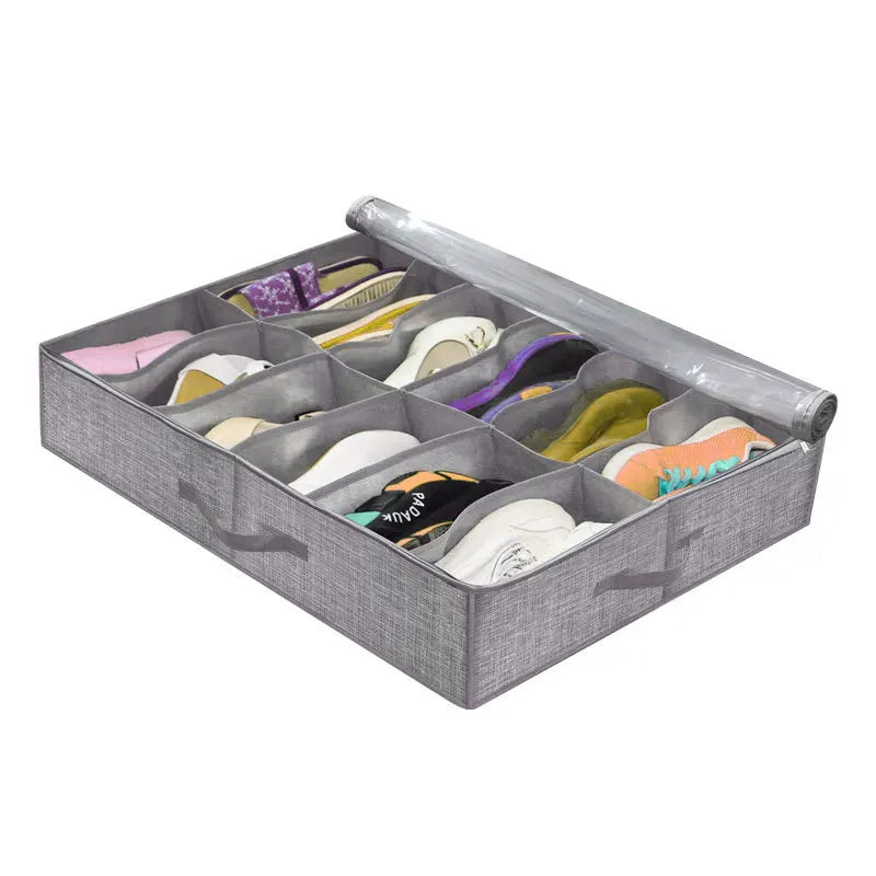 Sturdy Under Bed Shoe Storage Organizer Fit 12 Pairs Underbed Shoes Closet Storage Solution with Clear Window Breathable