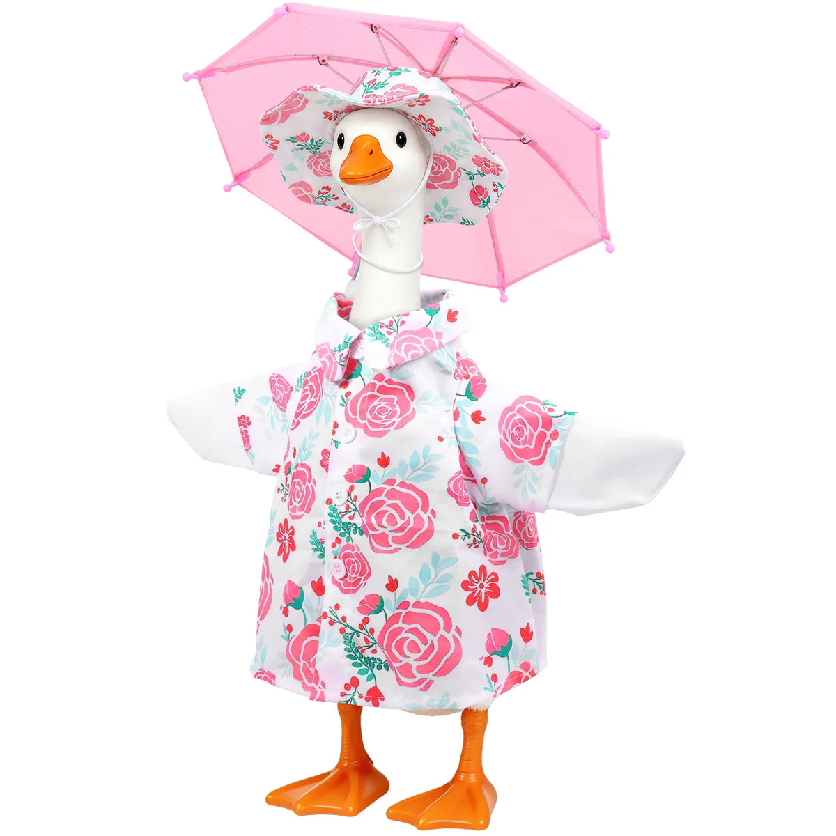 Raincoat Porch Goose Outfit Umbrella Hat Set Waterproof Summer Lawn Goose Clothes Outdoor Garden Decor Statue Dress Up