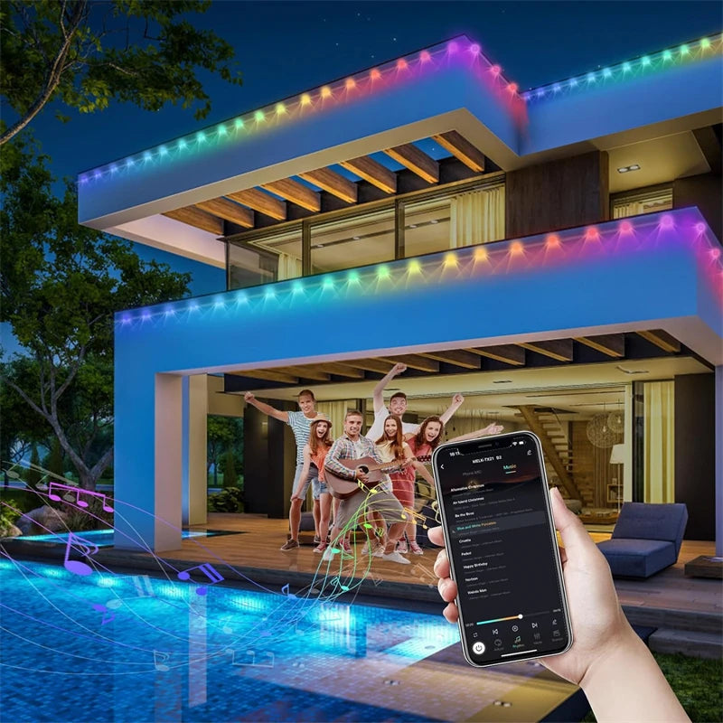 Solar RGBIC Lights String Outdoor Dreamcolor Fairy String Lights Solar Powered with Remote, Multicolor Smart Fairy String Lights