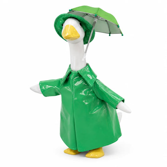 23 Inch Porch Goose Outfit Raincoat Set with Hat Umbrella Accessories Outdoor Garden Yard Decoration Goose Clothes No Statue