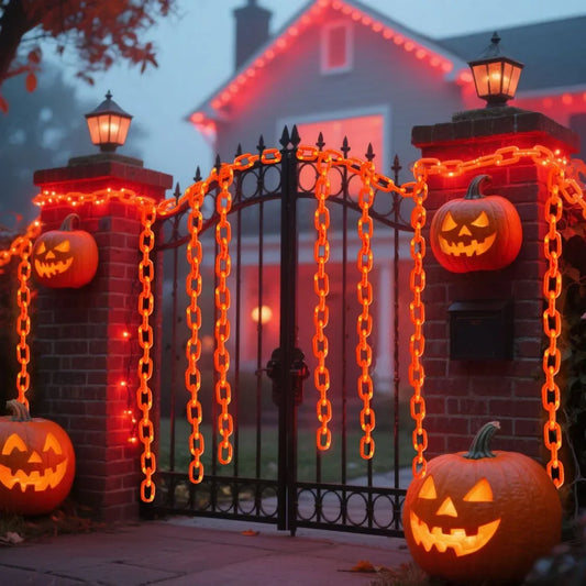Halloween Plastic Chain Lights Props Chains with 8 Lighting Modes String Lights for Skeleton Dog Spooky Outdoor Decorations