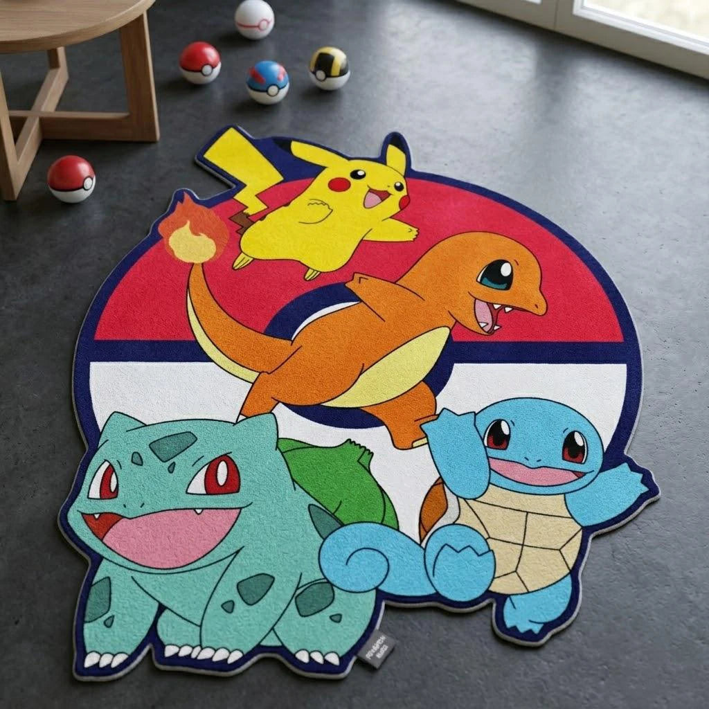 Anime Pokemon Pikachu Squirtle Irregular Area Rugs Children Birthday Gifts Home Bedroom Deco Door Kitchen Mats Living Room Rugs