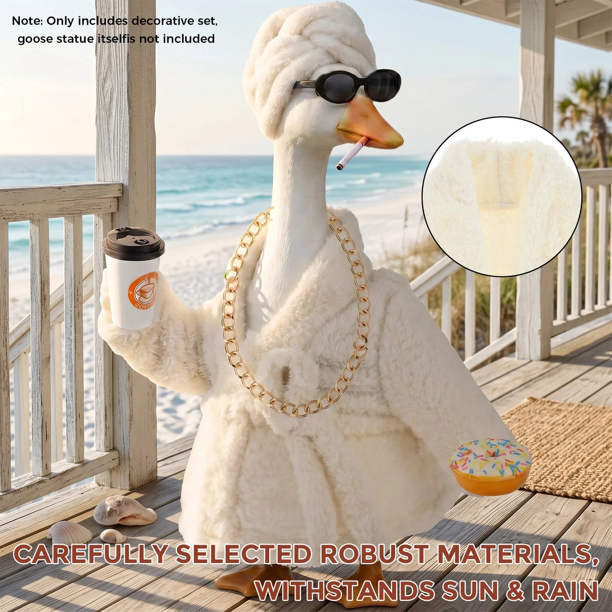 23 Inch Lady Porch Goose Outfits Decorative Lawn Goose Bathrobe Costume Funny Garden Statue Dress Up Clothing and Accessories