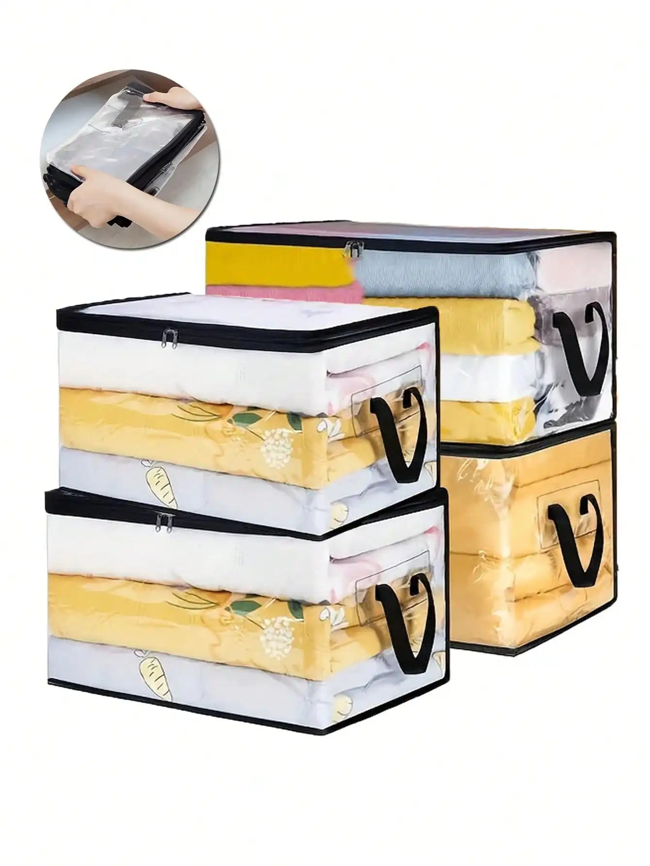 Clear Blanket Storage Bags with Zipper, Plastic Storage Bags for Closet Clothes Comforter Toys Sweaters Bedding, Bed Organizers
