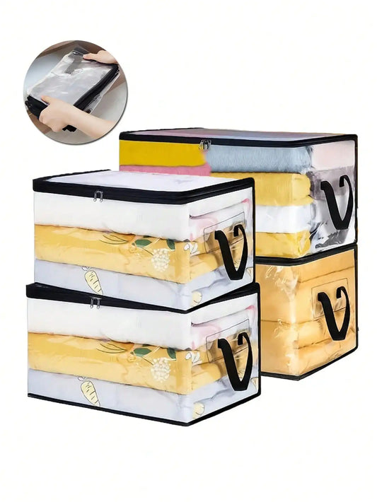 Clear Blanket Storage Bags with Zipper, Plastic Storage Bags for Closet Clothes Comforter Toys Sweaters Bedding, Bed Organizers
