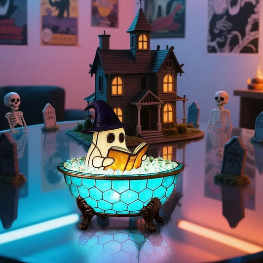 Halloween Ghost Bubble Bath Lamp，Cute Ghost Night Light，Ghost-Themed Bathtub Accent Lamp for Halloween Party or Gift