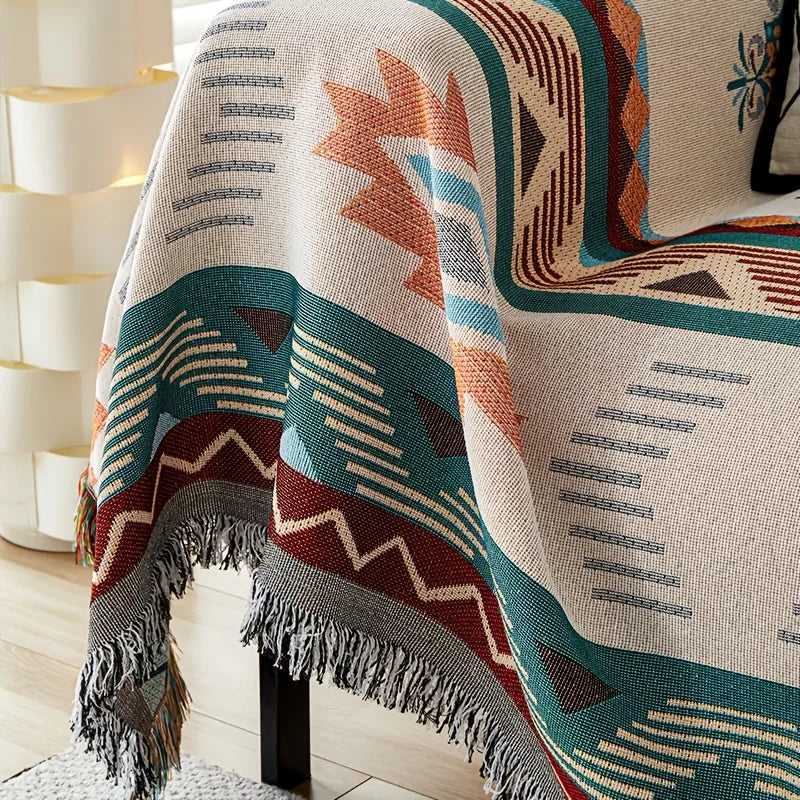 1pc Ethnic Sofa Cover Dustproof Sofa Blanket Four Seasons Universal Double Face Usable Pet Friendly Living Room Home Decor