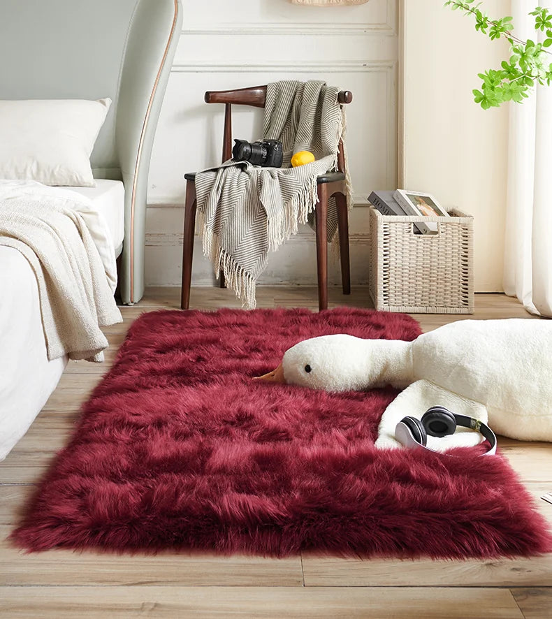Plush Sheepskin Rugs for Bedroom Soft Carpet Room Long Hair Bedside Mat Floor Hairy White Rugs Living Room Fur Kids Carpets