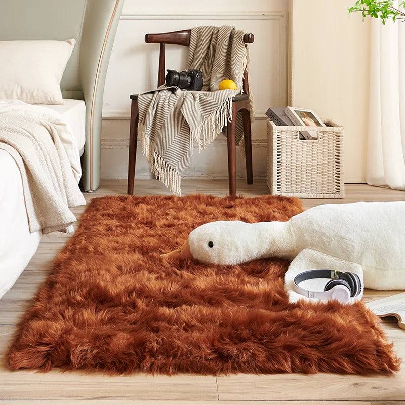 Plush Sheepskin Rugs for Bedroom Soft Carpet Room Long Hair Bedside Mat Floor Hairy White Rugs Living Room Fur Kids Carpets