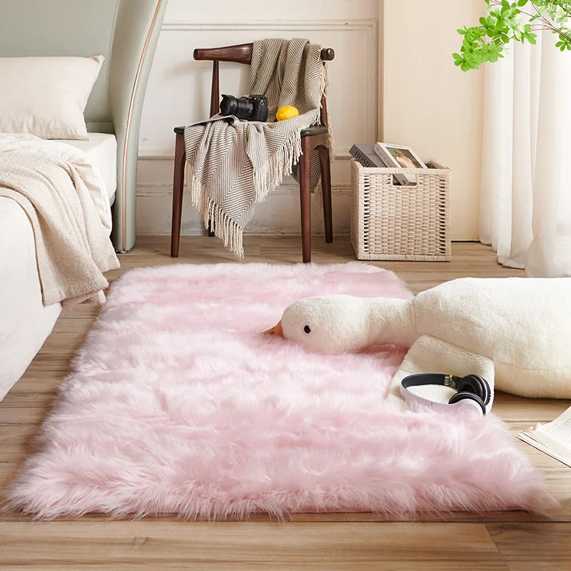 Plush Sheepskin Rugs for Bedroom Soft Carpet Room Long Hair Bedside Mat Floor Hairy White Rugs Living Room Fur Kids Carpets
