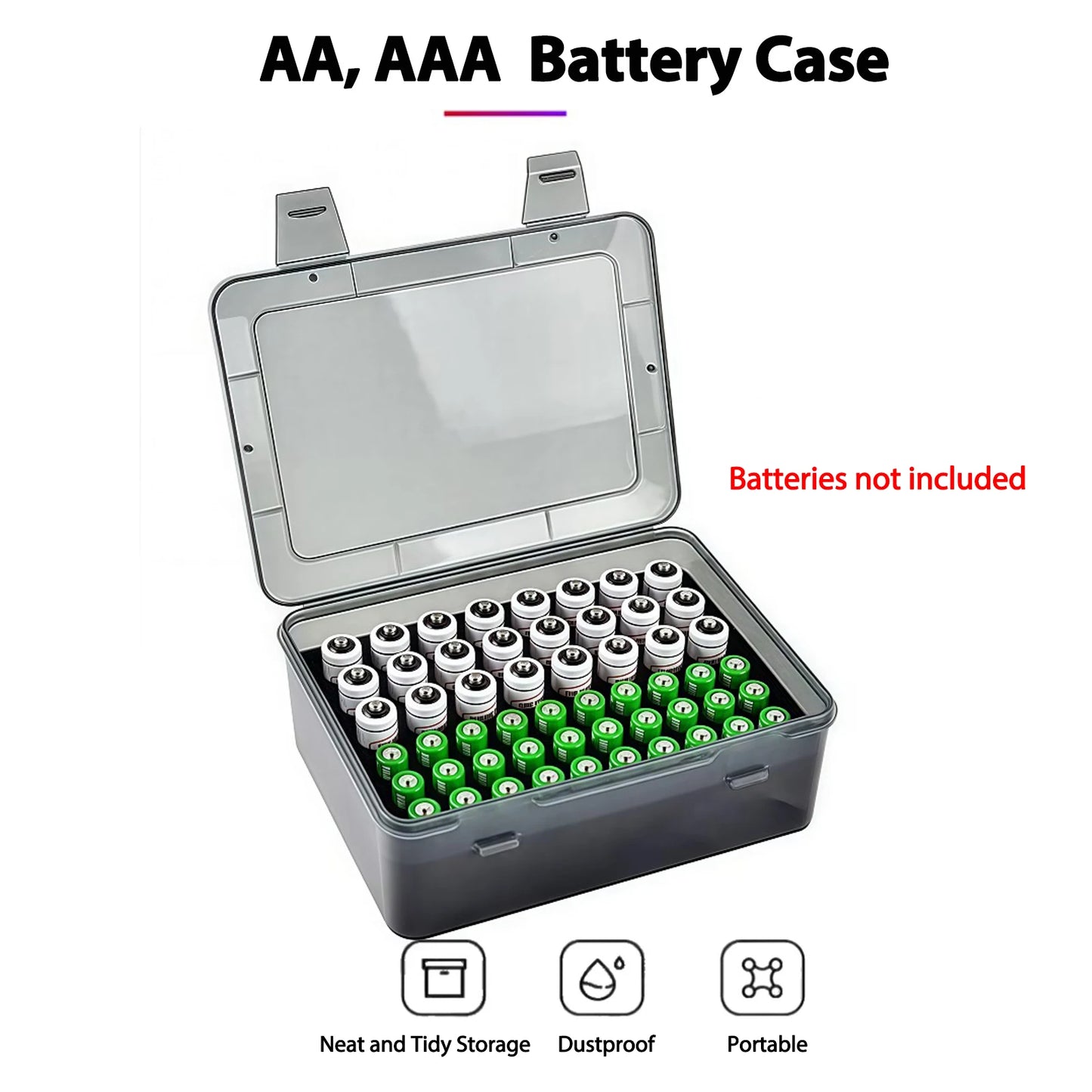 54 Slot Battery Storage Case Holds 24*AA + 30*AAA Batteries Storage Organizer, Battery Box, Home Drawer Organization Dispenser