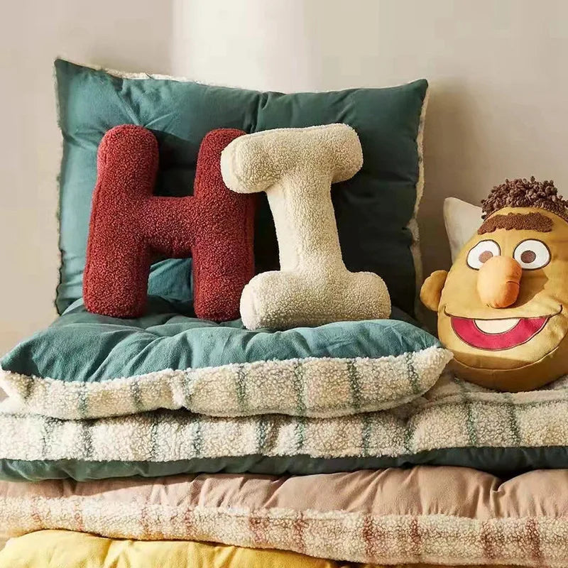 Ins 26 English Letters Plush Throw Pillow Soft Stuffed Kids Toys Dolls Sofa Cushion Room Decor Shooting Props for Children Gifts