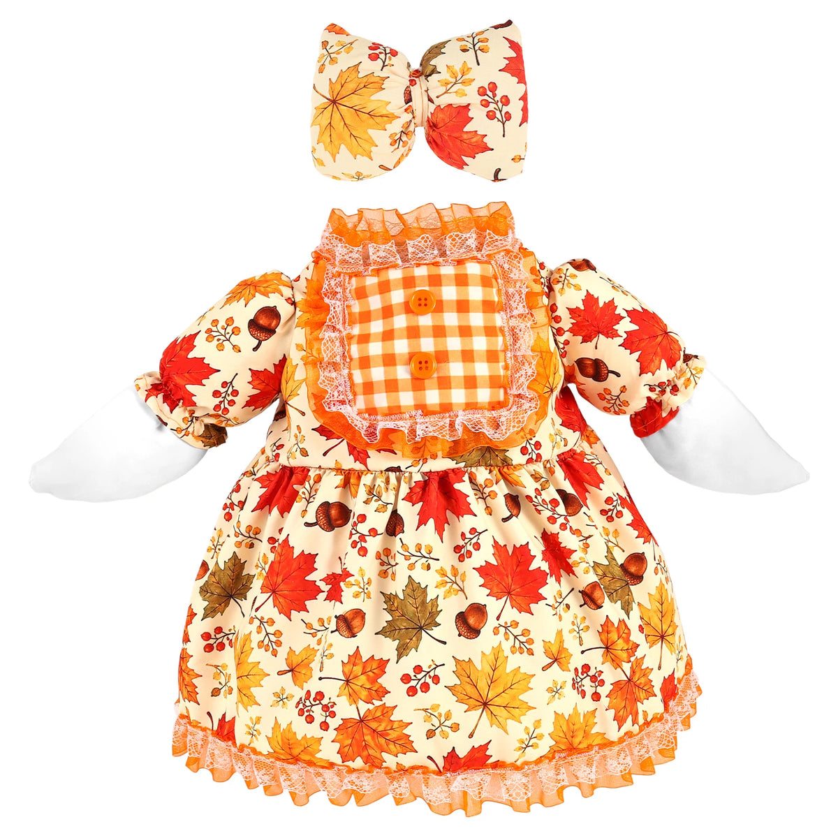 Fall Porch Goose Outfit Pumpkin Maple Leaf Print Lawn Goose Dress Costume Decorative Garden Statue Dress Up Clothes with