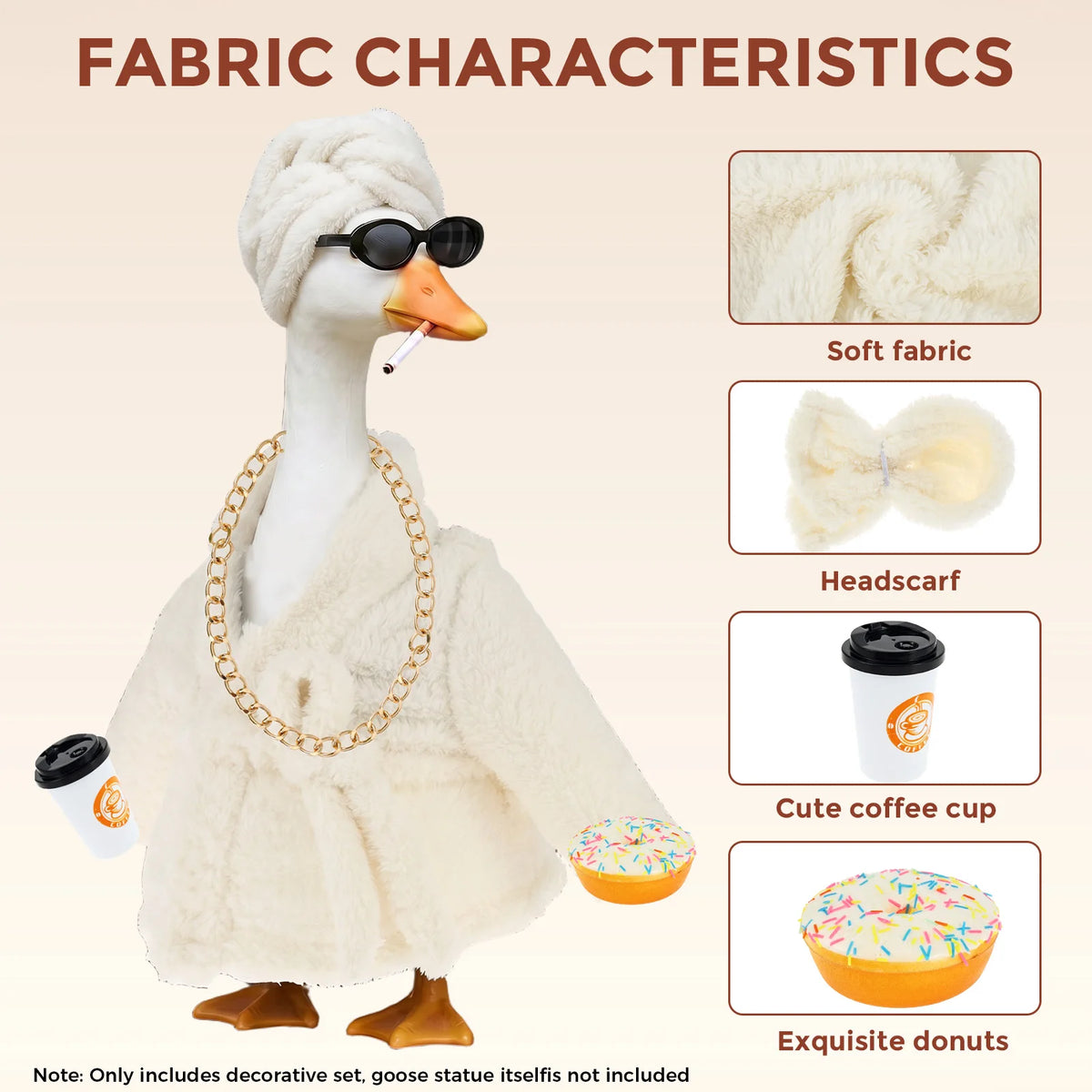 23 Inch Lady Porch Goose Outfits Decorative Lawn Goose Bathrobe Costume Funny Garden Statue Dress Up Clothing and Accessories