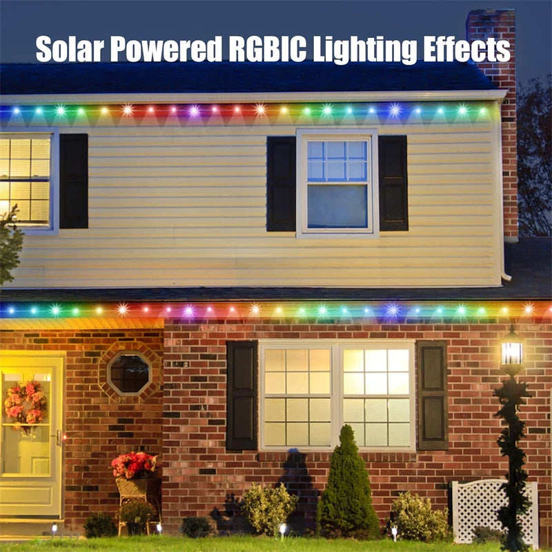 Solar RGBIC Lights String Outdoor Dreamcolor Fairy String Lights Solar Powered with Remote, Multicolor Smart Fairy String Lights