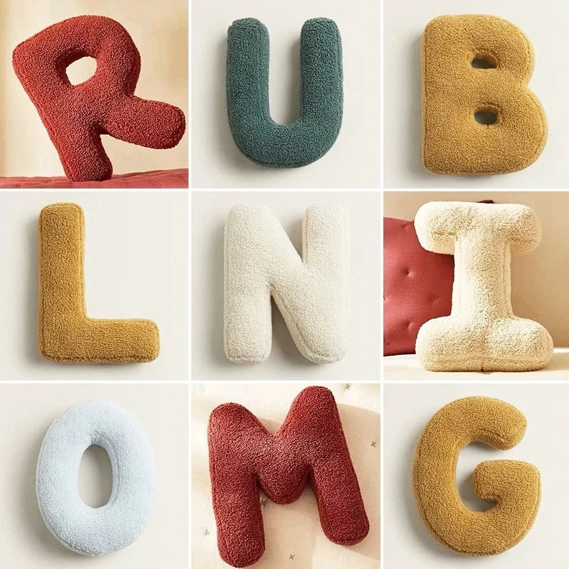 Ins 26 English Letters Plush Throw Pillow Soft Stuffed Kids Toys Dolls Sofa Cushion Room Decor Shooting Props for Children Gifts