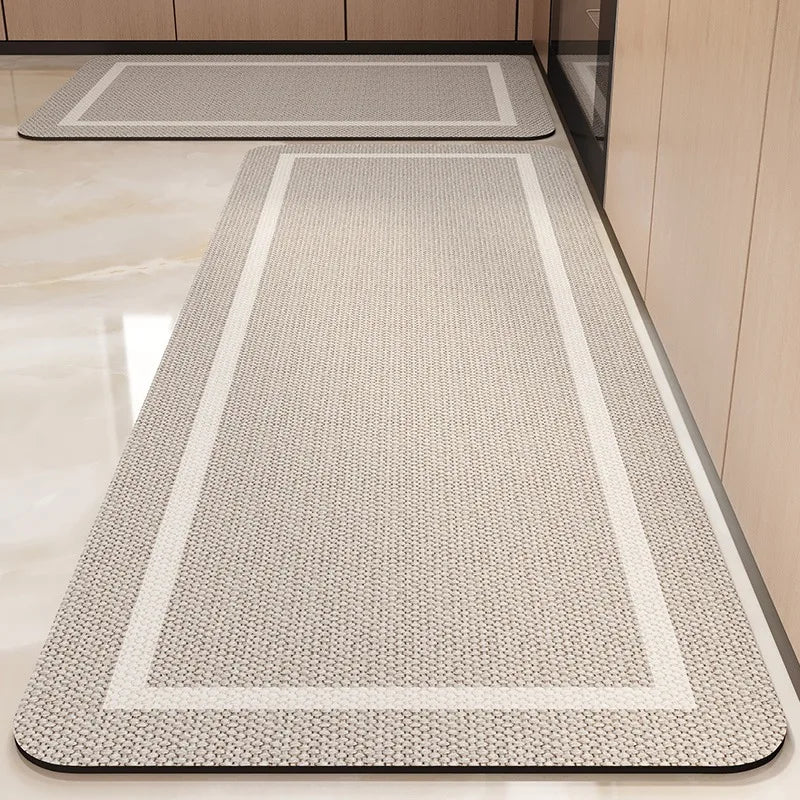 Kitchen Carpet Non-slip Waterproof Oil-proof PVC Leather Floor Mat Minimalist Gray White Letter Long Size Home Decoration Rugs